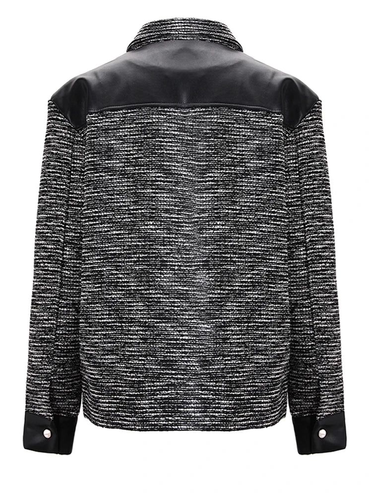 Pre Order:  Panel Faux Leather Spliced Jacket