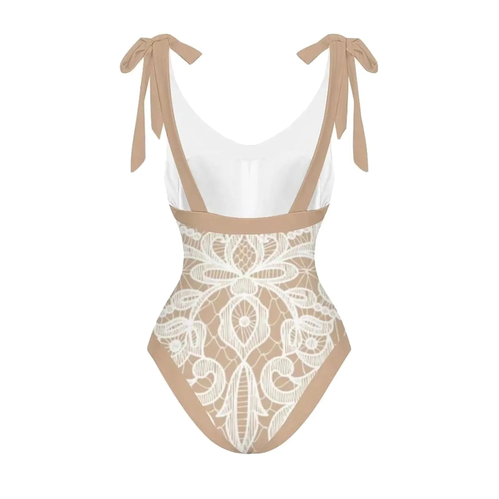 French V-neck One-Piece Swimsuit + Sarong Set