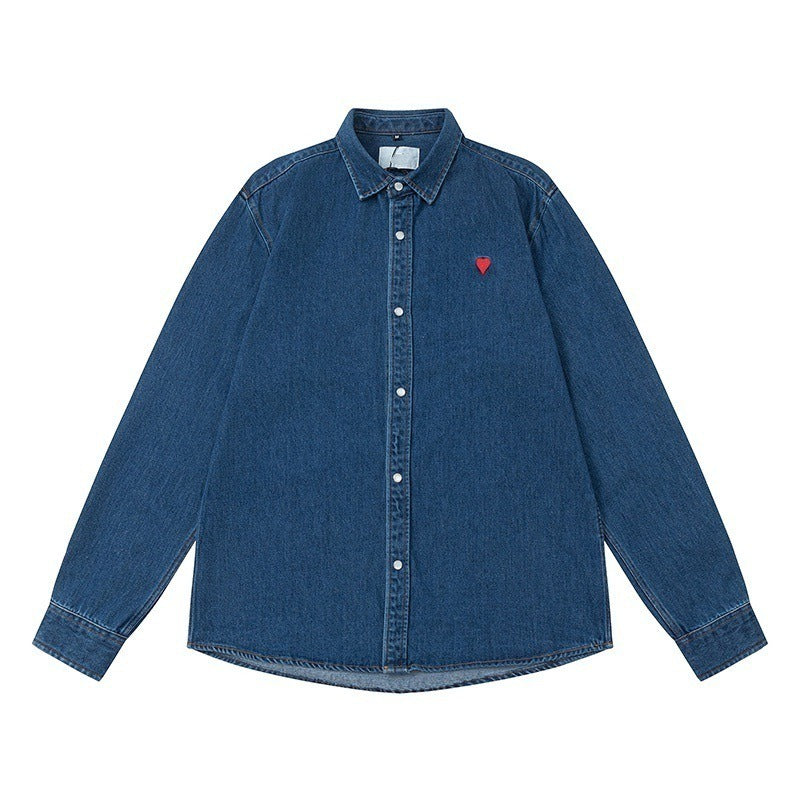 Pre Order:  Heart Smooth Denim Button Up Jacket