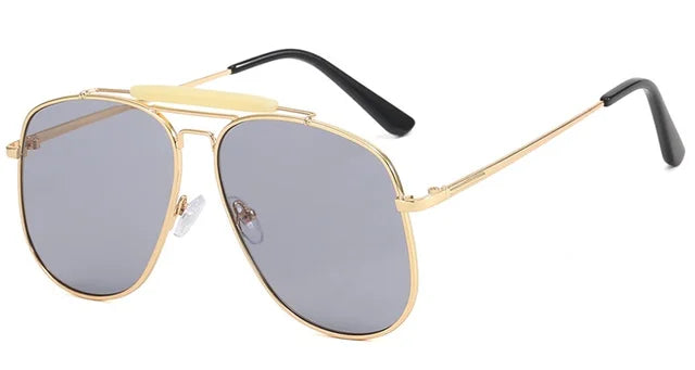 Pre Order:  Metal Frame Double Bridge Oversize Sunglasses