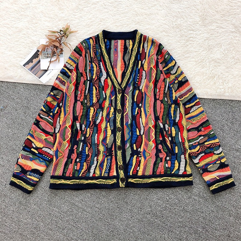 Multicolor Oil Painting Graffiti Cardigan