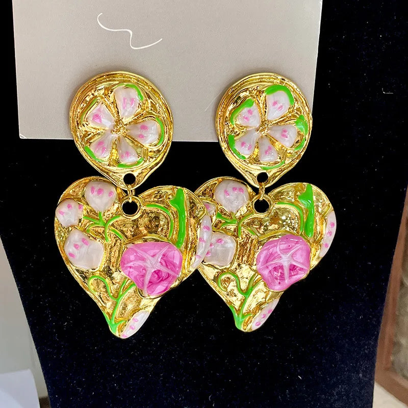 Pre Order:  Heart Shaped Flower Clip Earrings