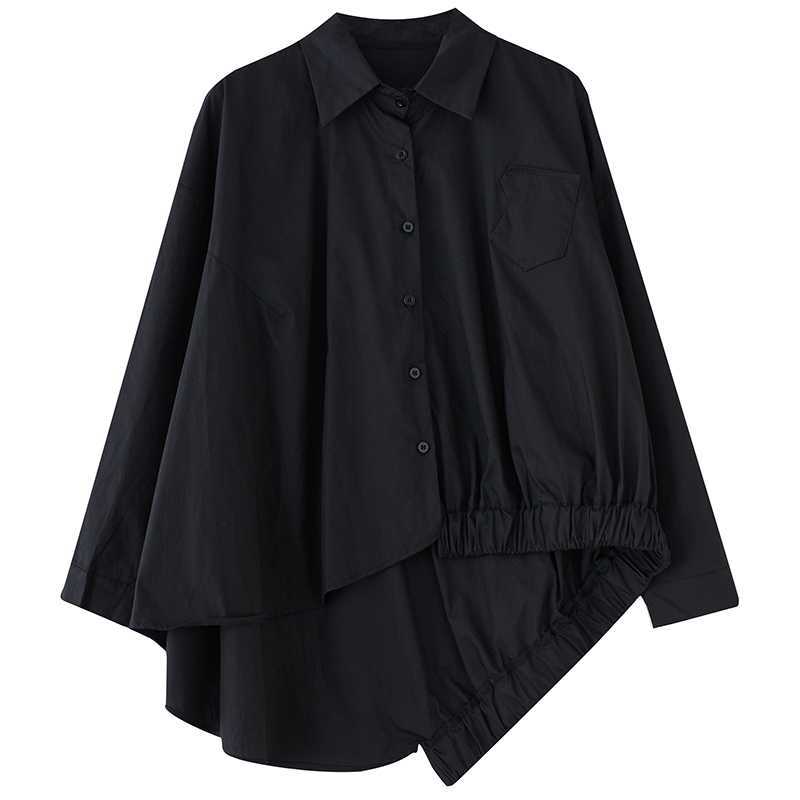 Pre Order:  Black Loose Asymmetric Oversized Shirt