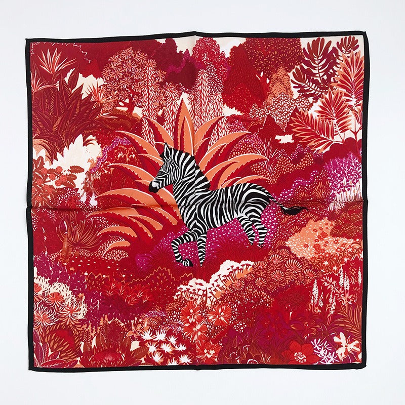 Pre Order:  Colorful Floral Striped Zebra Small Square Scarf