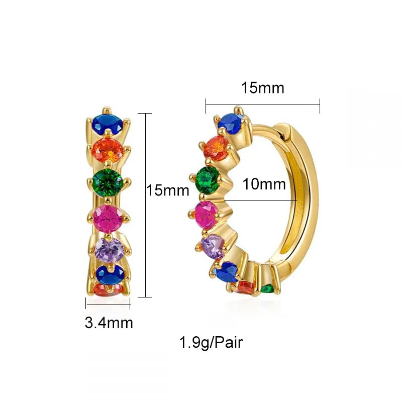 Pre Order:  Multicolor Stones Huggie Copper Earrings