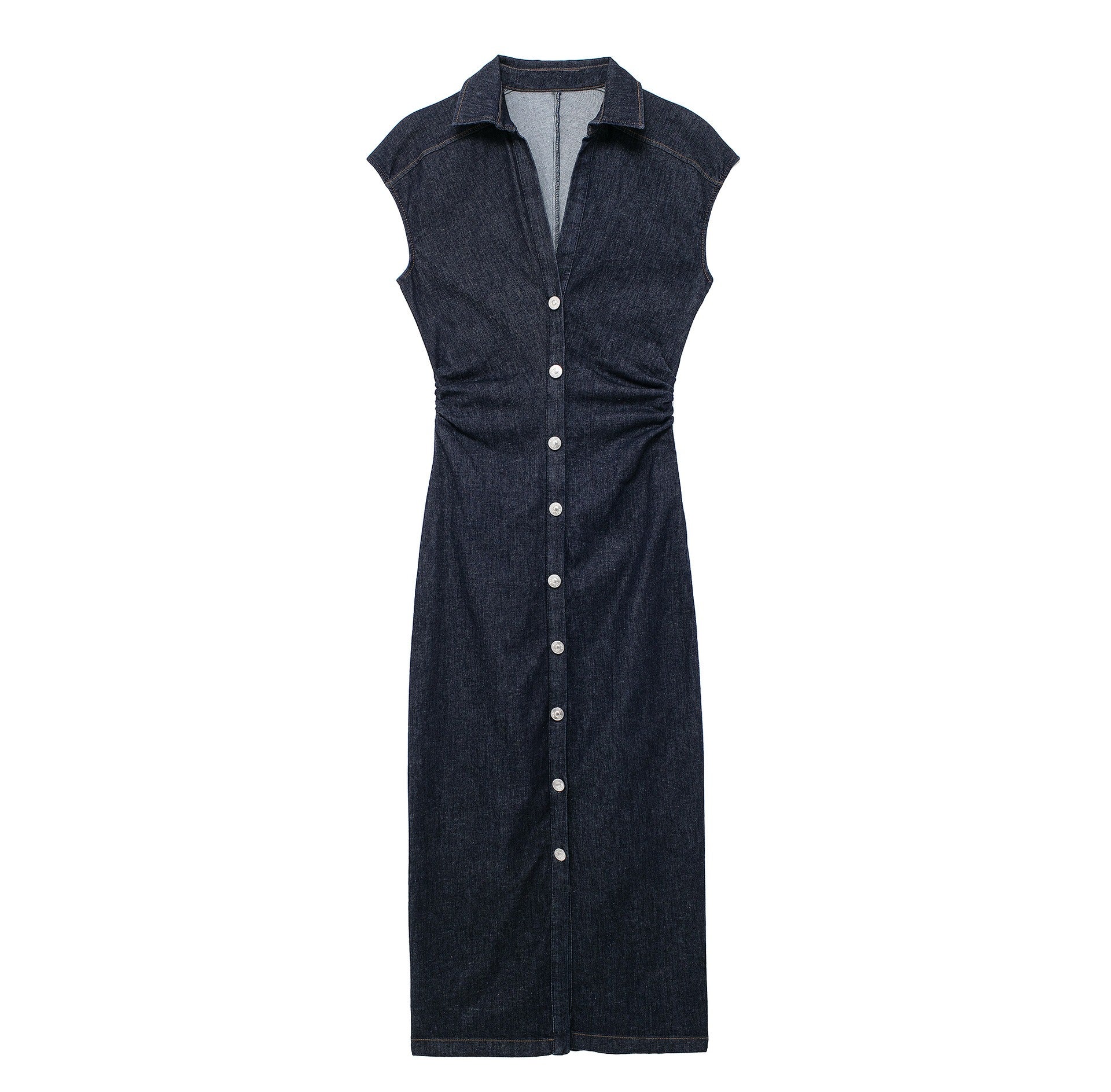 Pre Order:  Denim Midi Slim Fit Shirt Dress