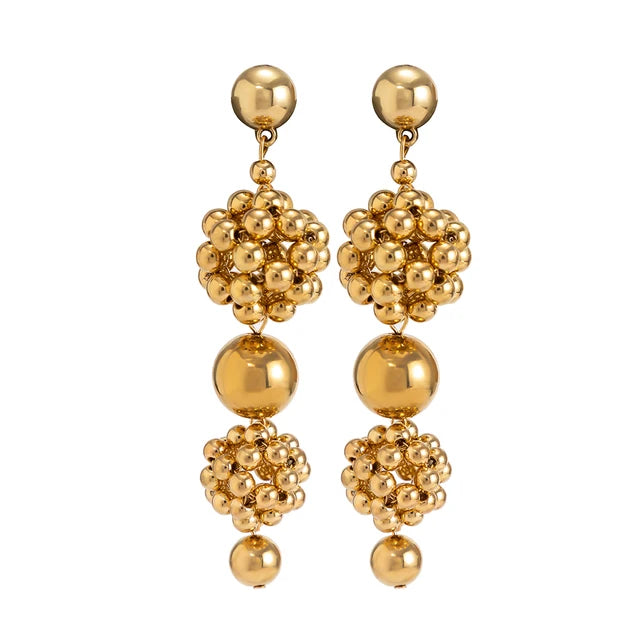 Pre Order:  Braided Geometric Ball Bead Earrings