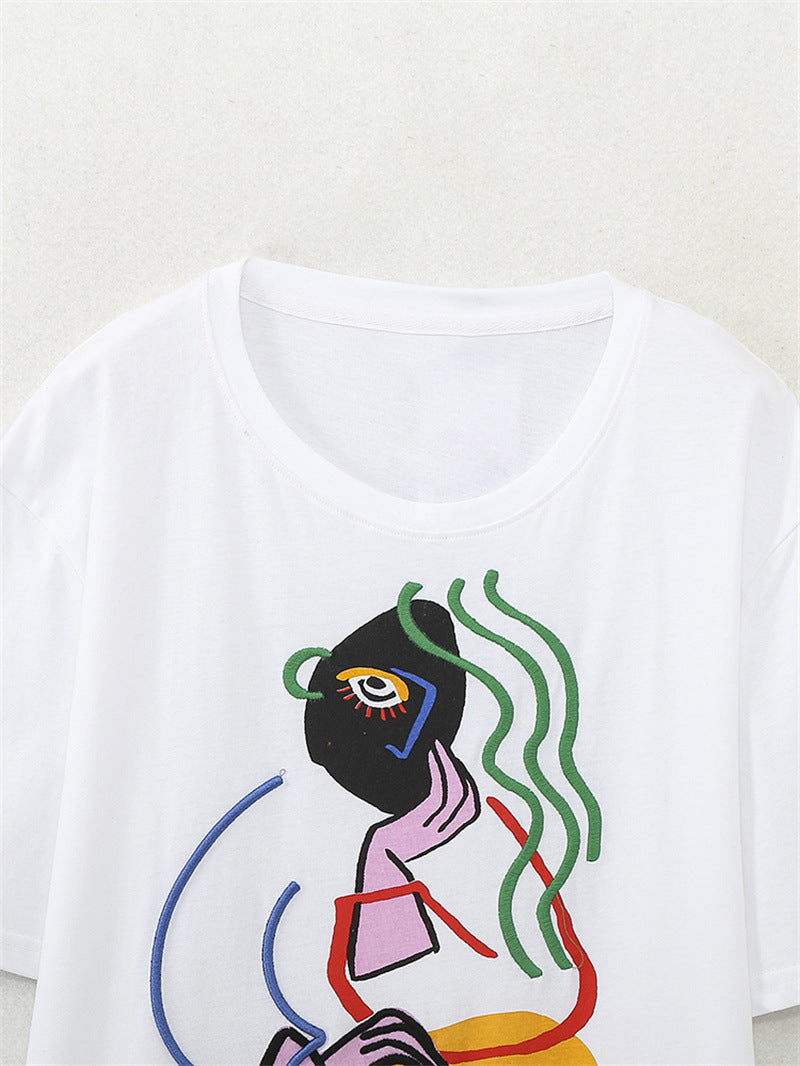 Pre Order:  Abstract Sitting Woman Appliqué T-Shirt