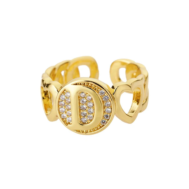 Pre Order:  Alphabet Gold Plated Resizable Ring