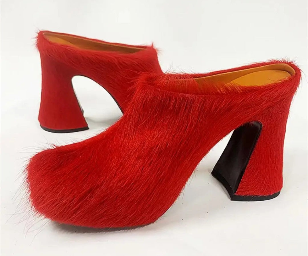 Pre Order:  Casual Round Head Candy Colored Fur Shoes