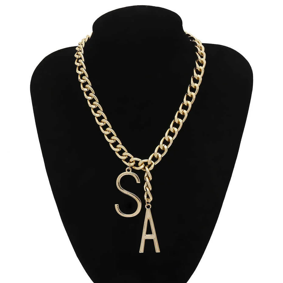 Pre Order:  S-A Letter Pendant Chain Necklace