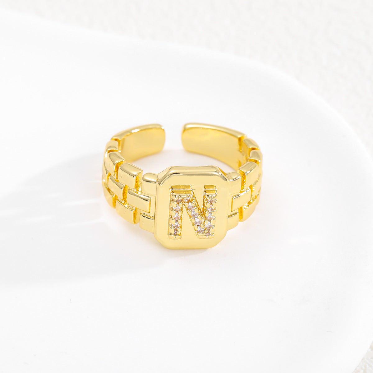 Pre Order:  Letter Series Strap Design Open Ring