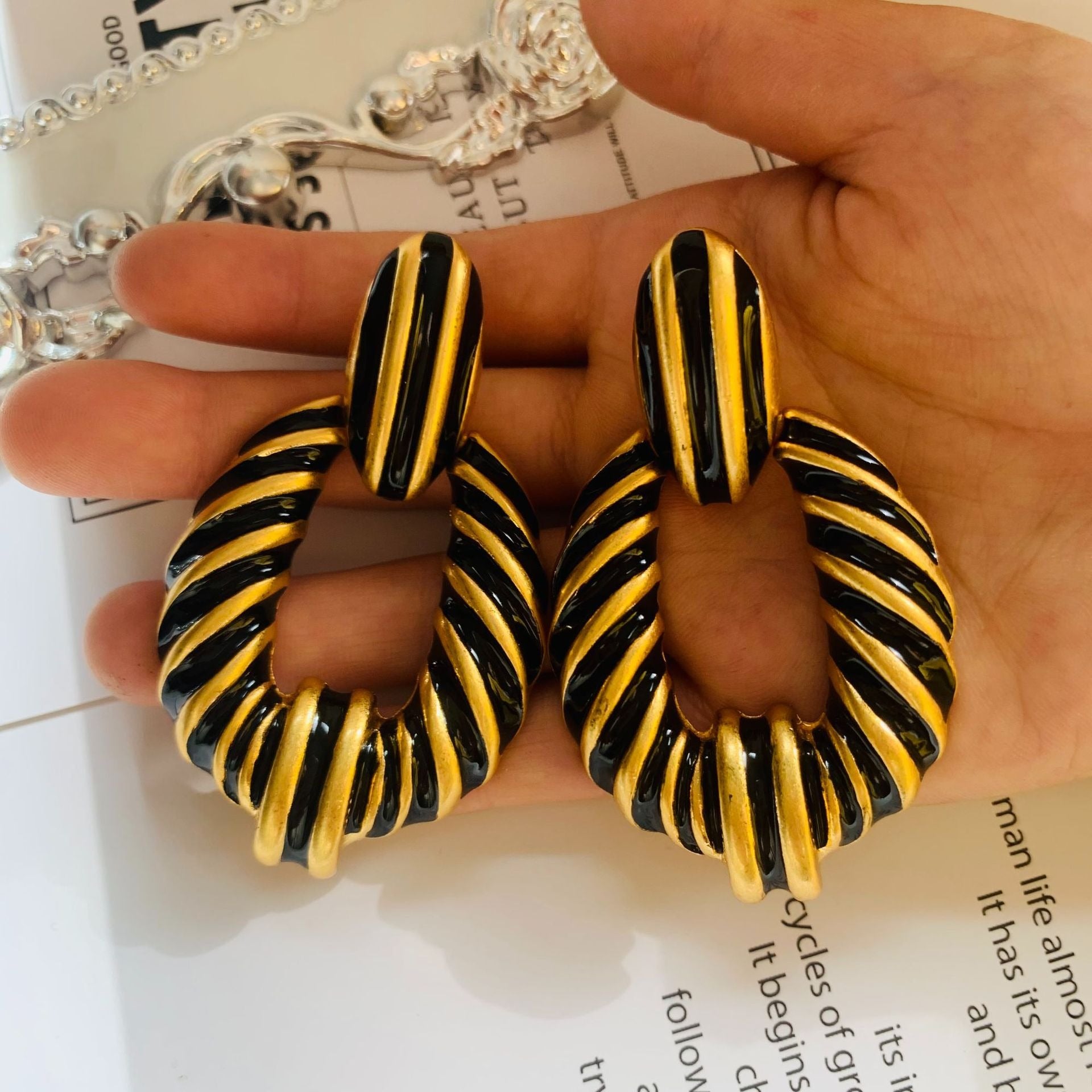 Pre Order:  Black Droplet Vintage Clip Earrings