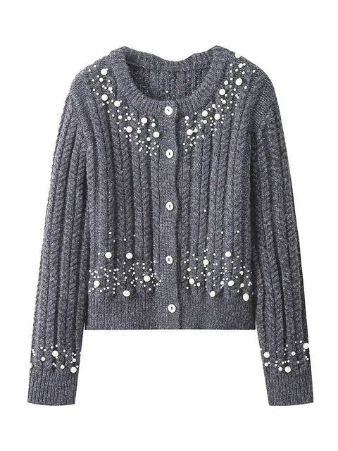 Pre Order:  Pearl Embellished Knitted Cardigan