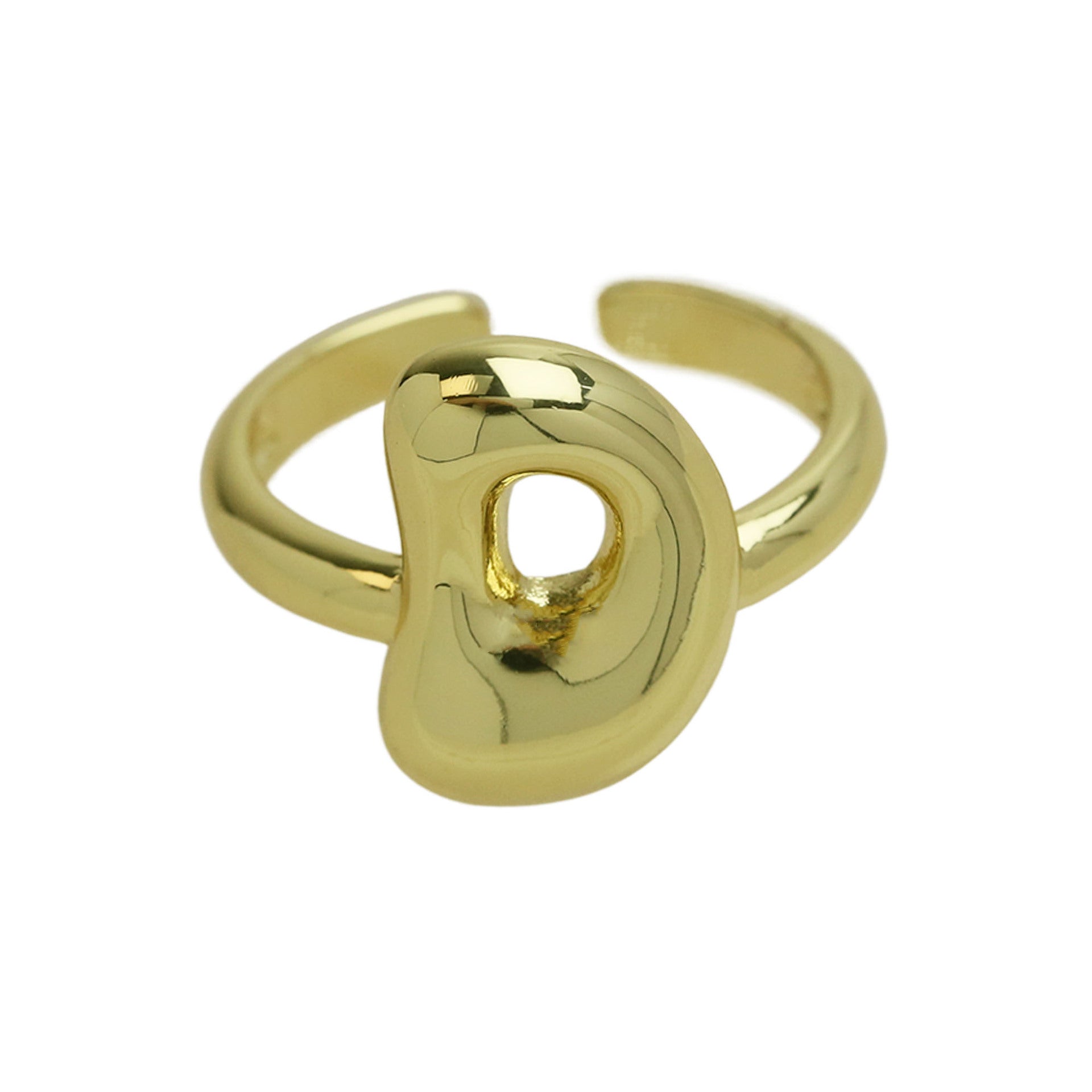 Pre Order: Golden Smooth Bubble Balloon Chubby Alphabet Ring