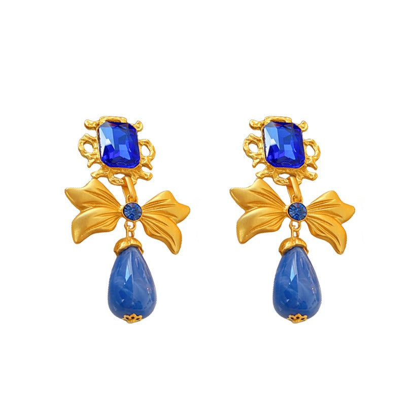 Pre Order:  Gold Bow Knot Water Drop Earrings