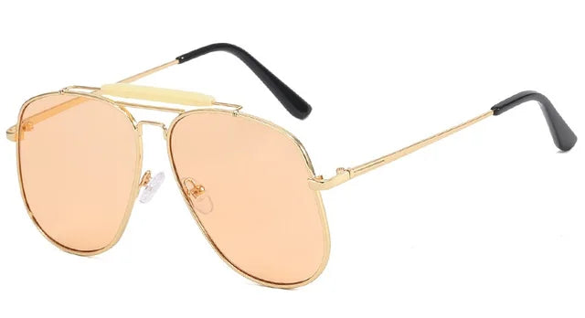 Pre Order:  Metal Frame Double Bridge Oversize Sunglasses