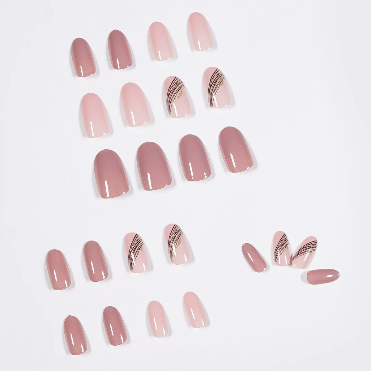 Short Oval Pink Fake Nails