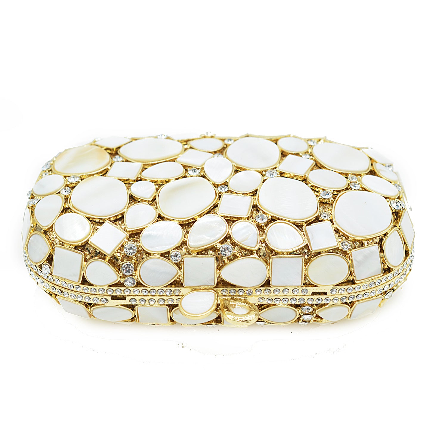 Pre Order:  White Shell Crystal Clutch Bag