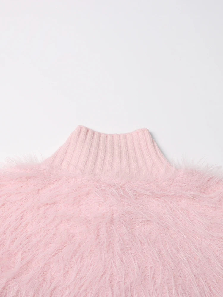 Pre Order:  Furry Stand Collar Knit Jacket