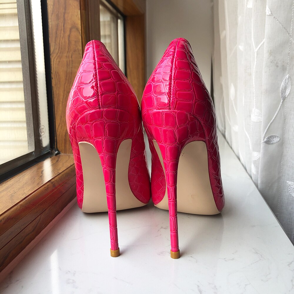 Pre Order:  Rose Pink Crocodile Pattern Pointed-Toe Shoes