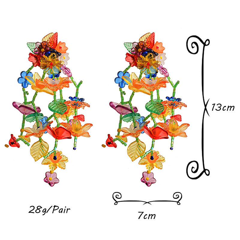 Pre Order:  Acrylic Long Flower Earrings