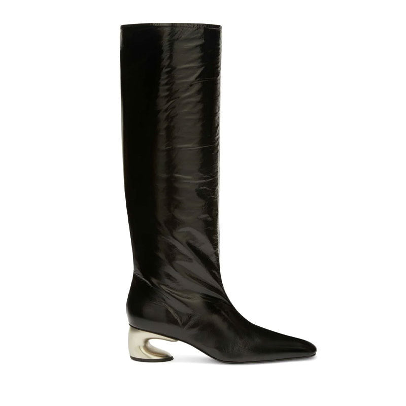 Pre Order:  Metal Sculptured Heel Knee High Boots