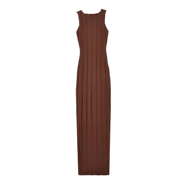 Pre Order:  Elegant Solid Sleeveless Knitted Slim Maxi Dress