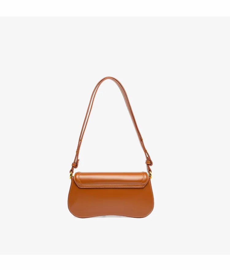 Magnetic Snap Flap Leather Bag