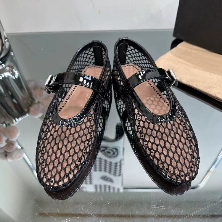 Pre Order:  Mesh Round Toe Flat Shoes