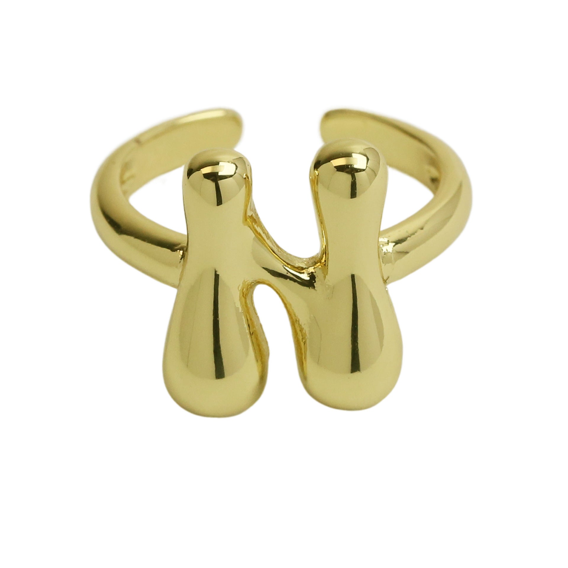 Pre Order: Golden Smooth Bubble Balloon Chubby Alphabet Ring