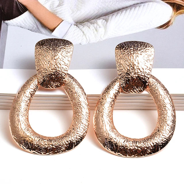 Pre Order:  Textured Dangling Hoops Earrings