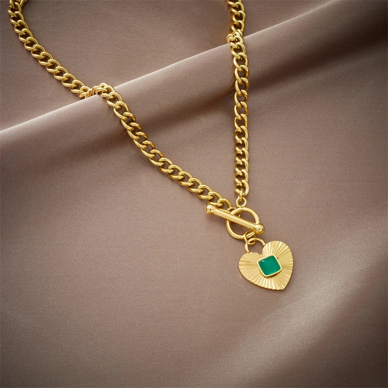 Pre Order:  Heart Pendant Toggle Lock Necklace