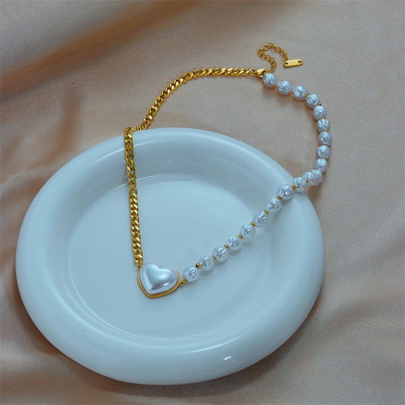 Pre Order:  White Heart Bead Chain Necklace