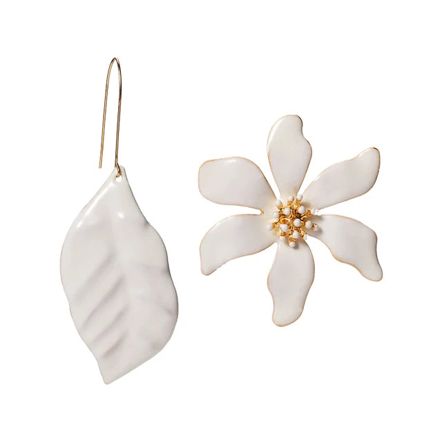 Pre Order:  Flower Leaf Hook Stud Earrings