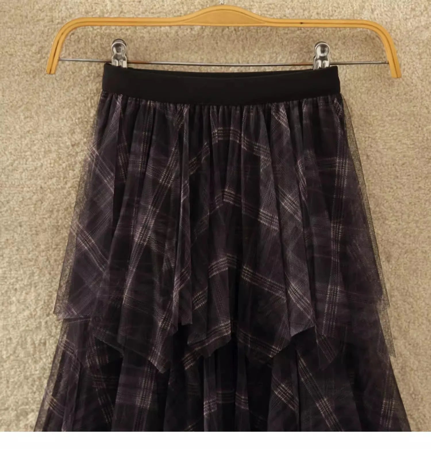 Pre Order: Vintage Plaid Long Tulle A-Line Skirt