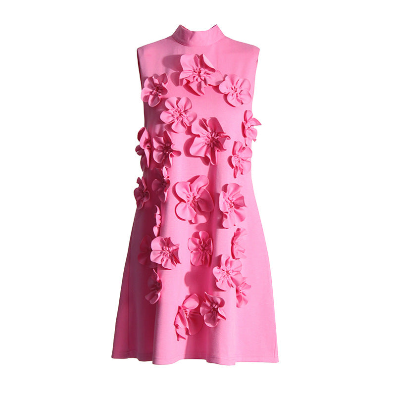 Pre Order:  Splicing 3D Flower A-Line Short Dress