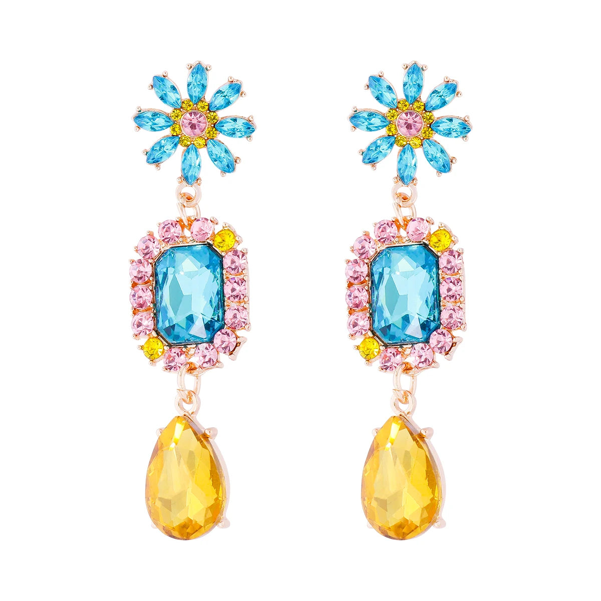 Pre Order:  Crystal Flower Water Drop Earrings