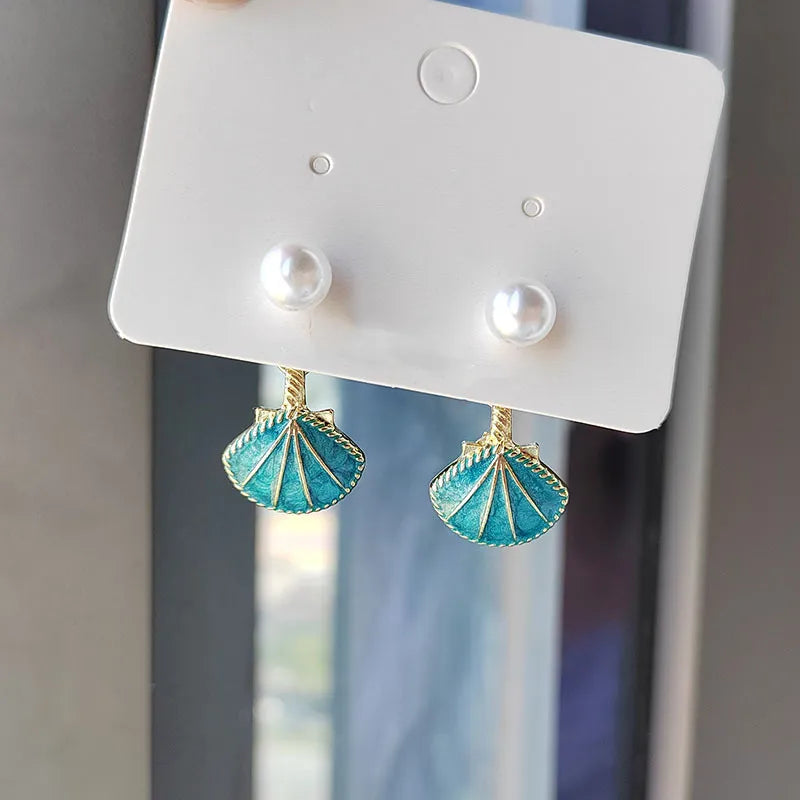 Pre Order:  Shell Faux Pearl Drop Earrings