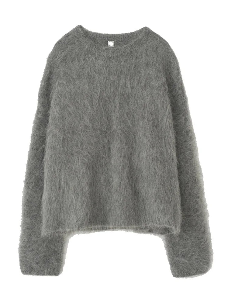 Pre Order:  Casual Solid Mohair Knitted Sweater