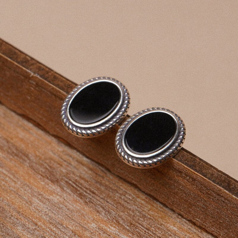 Pre Order:  Elegant Black Oval Zircons Stud Earrings