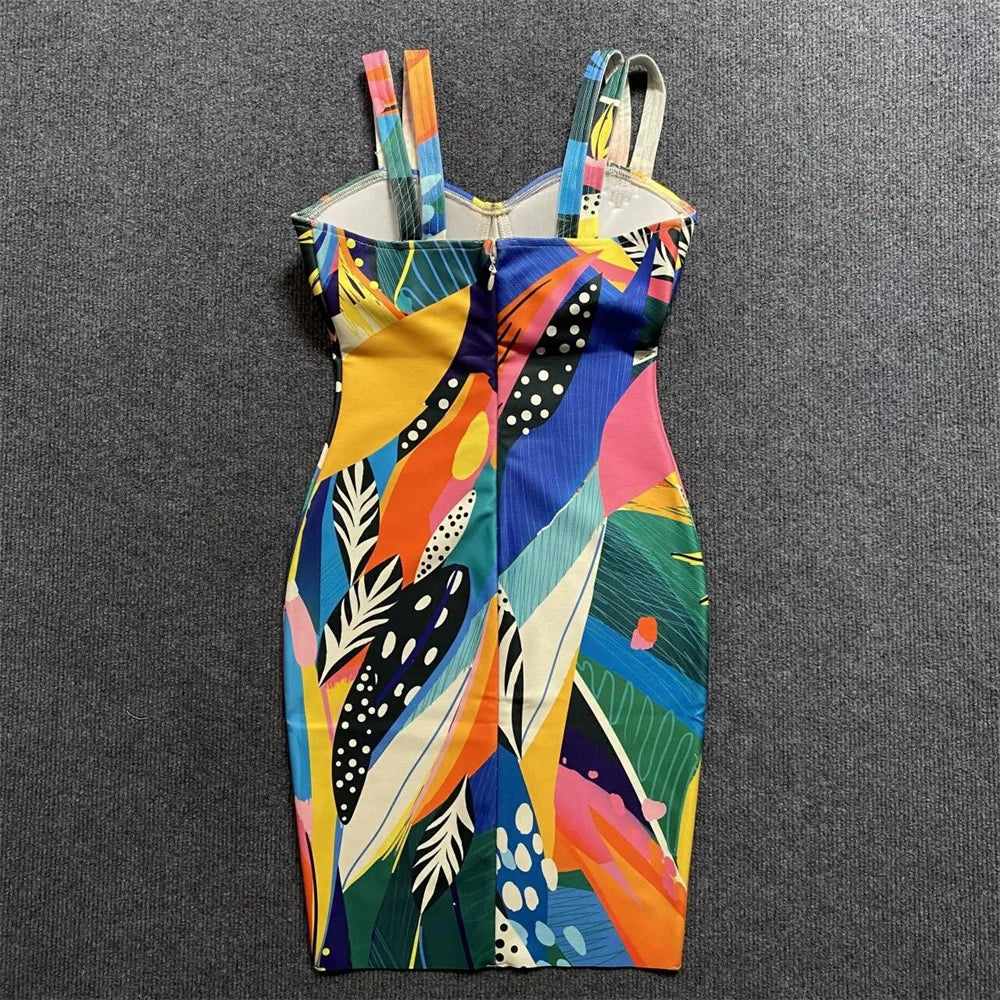 Multicolor Floral Printed Sleeveless Midi Dress