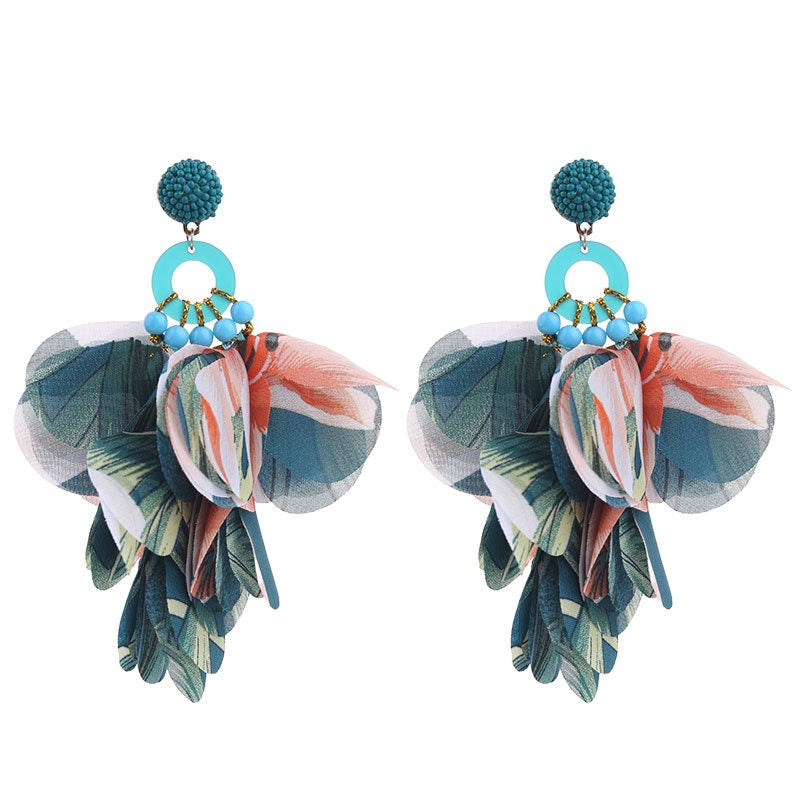 Pre Order:  Fabric Floral Dangle Earrings