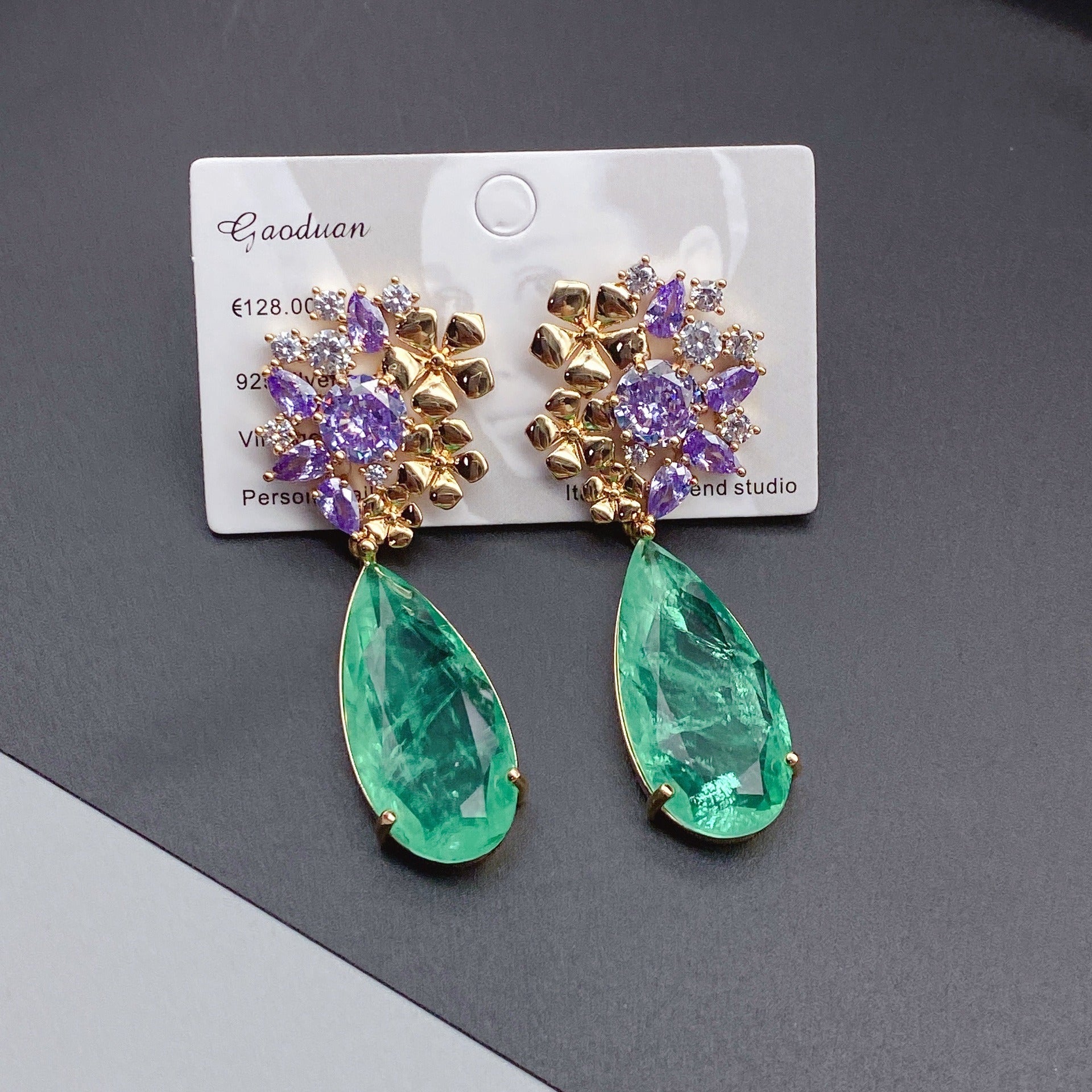 Pre Order:  Ethnic Rhinestones Drop Zircon Earrings