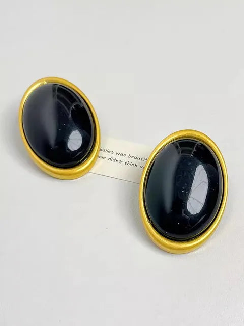 Pre Order:  Framed Oval Resin Large Earrings