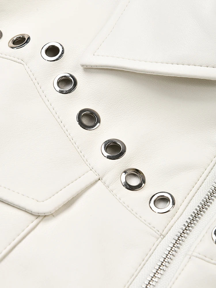 Pre Order:  Zip-Up Faux Leather Rivets Jacket