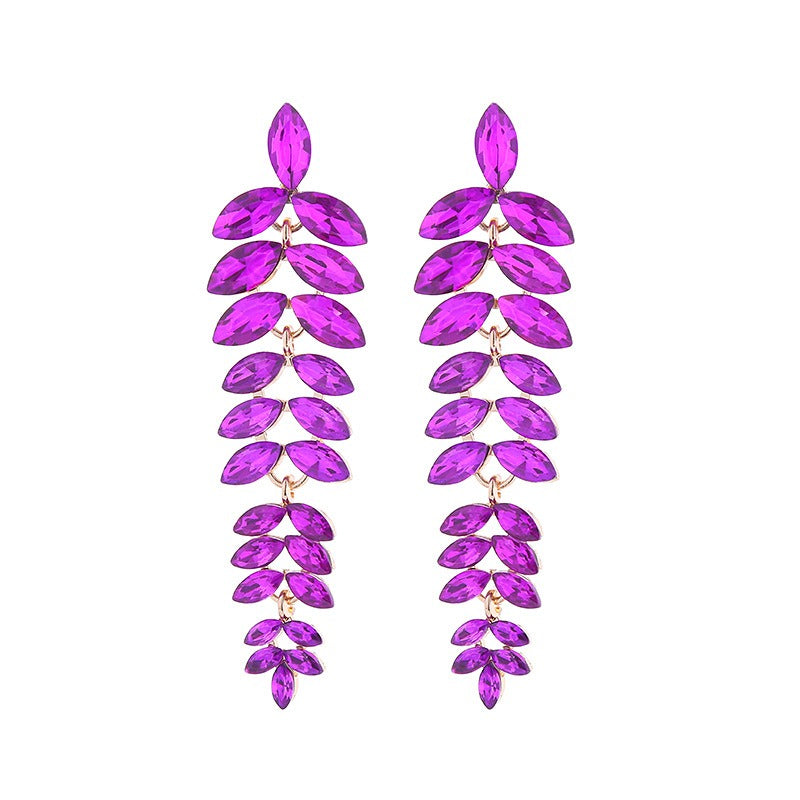 Pre Order:  Multi-Layered Diamond Leaf Flower Earrings