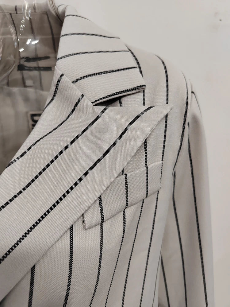 Striped Double Breasted Blazer