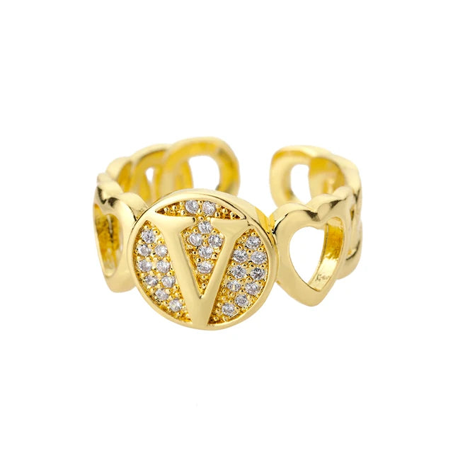 Pre Order:  Alphabet Gold Plated Resizable Ring