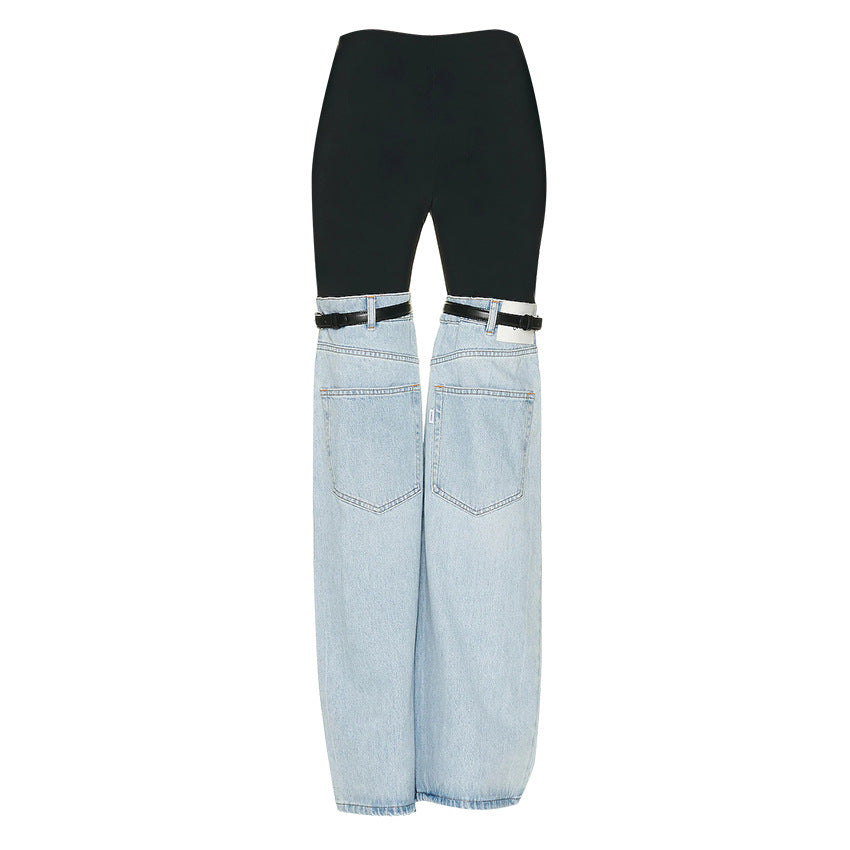 Pre Order:  Jeans Legs Spliced Denim Pants